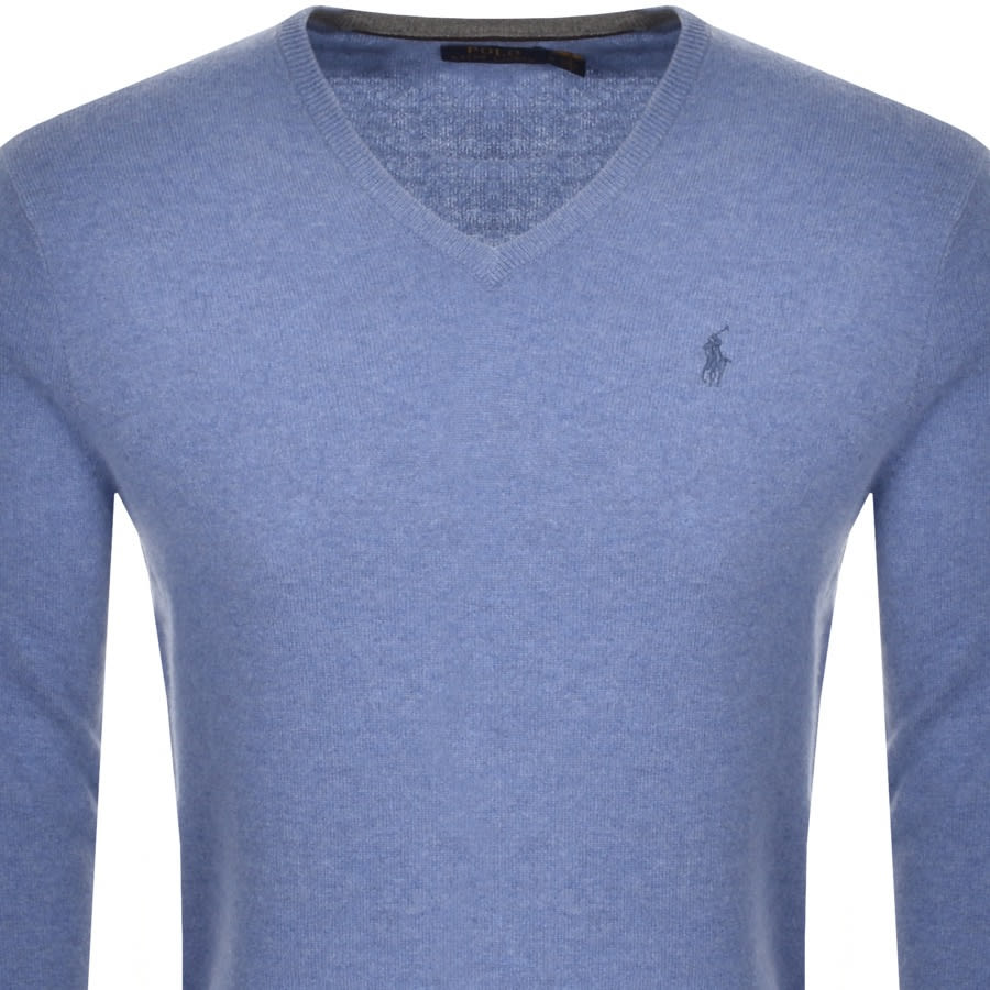 Alternative Image for ProductRalph Lauren V Neck Wool Knit Jumper Blue2